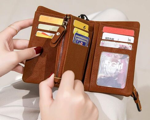 AOXONEL Women's Small Bifold Leather wallet Rfid blocking Ladies Wristlet with Card holder id window Coin Purse in Kuwait