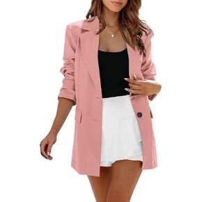 MASCOMODA Casual Blazer Jacket for Women 2023 Fall Long Sleeve Open Front Button Work Office Suit Jacket with Pockets in Saudi Arabia