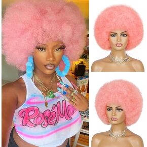 Afro Wigs for Black Women 70s, Afro Curly Wigs for Black Women Large Bouncy and Soft Natural Looking Full Wigs for Daily Party Cosplay Costume (Natural black)