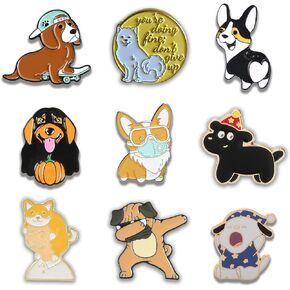 دبابيس بروش لطيفة على شكل كلب وقطة لشنط الظهر بتصميم حيوانات كرتونية ودبابيس زينة للجاكيتات والقبعات والمجوهرات والهدايا, الزنك, مينا in Kuwait