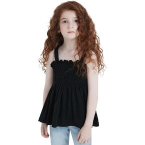 QPANCY Girls Sleeveless Tops Kids Summer Casual Ruffle T Shirt in Kuwait