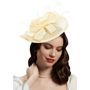 Cizoe Kentucky Derby Feather Fascinator Headbands Wedding Hair Clip Tea Party Hat for Women