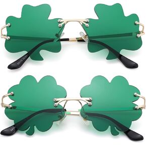 نظارات NULOOQ St. Patrick's Day النظارات الشمسية الأيرلندية شامروك باللون الأخضر بأربعة أوراق البرسيم Leprechaun إكسسوارات أزياء in Kuwait