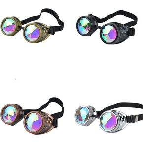 هوفيكو 4 قطع من عدسات كريستال قوس قزح من كاليدوسكوب ريف نظارات ستيمبنك لحام سايبر بانك قوطي كوسبلاي نظارات شمسية in Kuwait