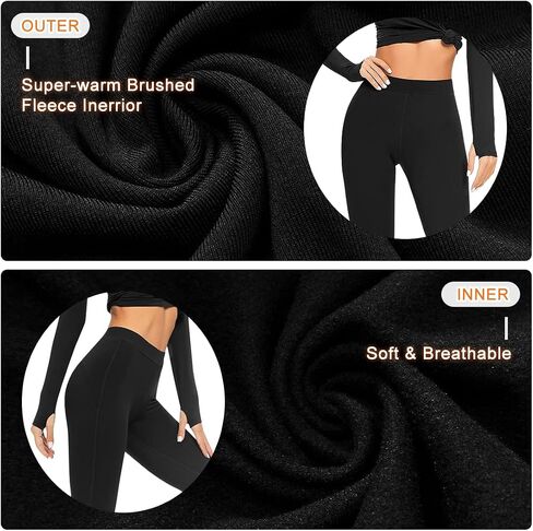 Women Fleece Lined Thermal Leggings High Waist Winter Athletic Base Layer Bottoms Warm Compression Leggings Pants in Saudi Arabia