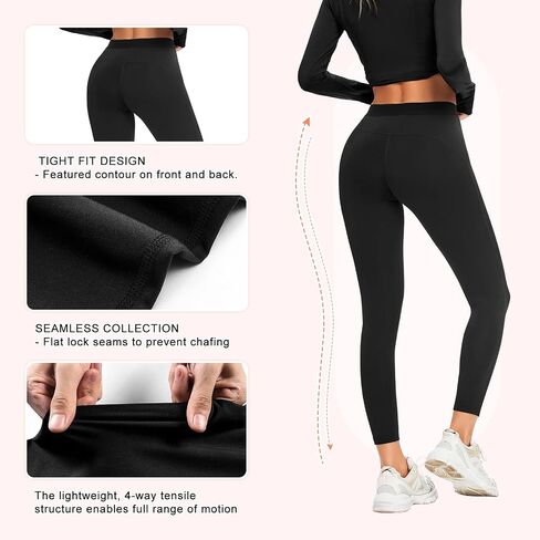 Women Fleece Lined Thermal Leggings High Waist Winter Athletic Base Layer Bottoms Warm Compression Leggings Pants in Saudi Arabia