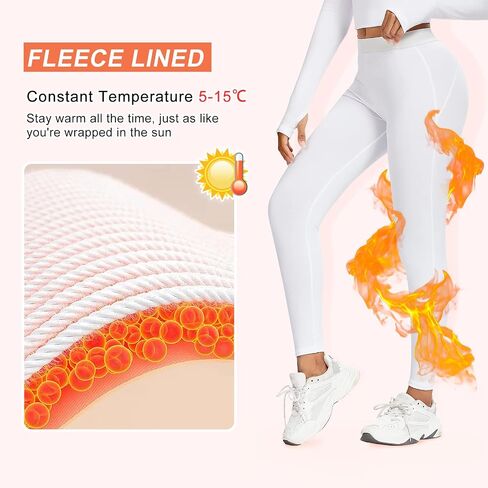 Women Fleece Lined Thermal Leggings High Waist Winter Athletic Base Layer Bottoms Warm Compression Leggings Pants in Saudi Arabia