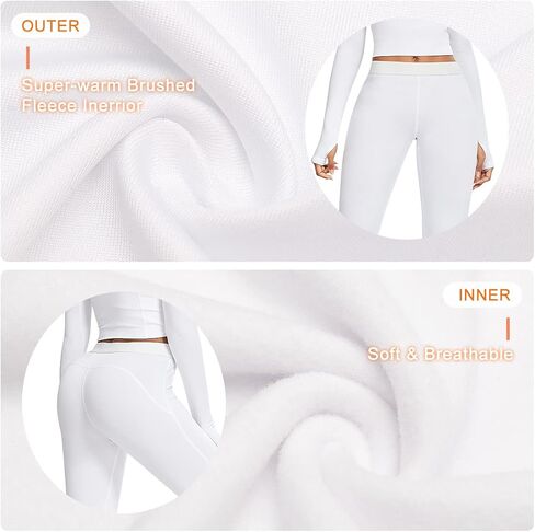 Women Fleece Lined Thermal Leggings High Waist Winter Athletic Base Layer Bottoms Warm Compression Leggings Pants in Saudi Arabia