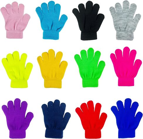 HXDISWSM 12 Pairs Winter Kid's Magic Gloves Children Stretch Mittens Full Fingers Gloves Knitted Stretch Mittens for Boys and Girls in Kuwait