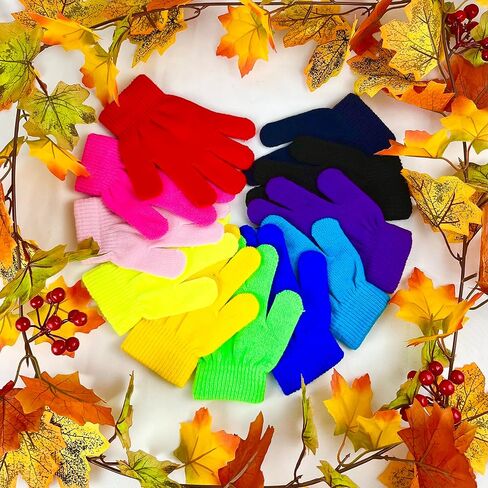 HXDISWSM 12 Pairs Winter Kid's Magic Gloves Children Stretch Mittens Full Fingers Gloves Knitted Stretch Mittens for Boys and Girls in Kuwait