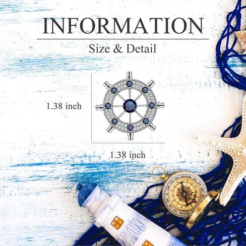 EMEGCY Rudder Brooch for Men Gold Chain Lapel Pin Rhinestone Brooch Sailboat Rudder Jacket Accessories Fashion Birthday Gift Jewelry for Men Boyfriend in Kuwait
