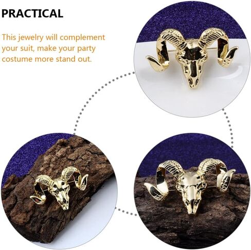 يوشوبي مجموعة زينة بتصميم جمجمة رام وجمجمة رام، دبوس عتيق للرجال بدلة زفاف وقميص بروش دبوس بروش للرجال، اكسسوارات ازياء رام، مجموعات زينة جمجمة رام، مجموعات حلية, 4.6x3.2CM, معدن in Kuwait
