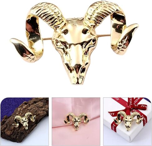 يوشوبي مجموعة زينة بتصميم جمجمة رام وجمجمة رام، دبوس عتيق للرجال بدلة زفاف وقميص بروش دبوس بروش للرجال، اكسسوارات ازياء رام، مجموعات زينة جمجمة رام، مجموعات حلية, 4.6x3.2CM, معدن in Kuwait