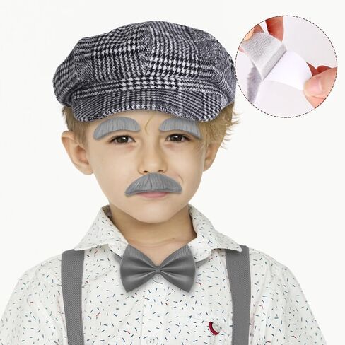 Hiwooii 11 Pieces 100 Day of School Kids' Old Man Costume 100th Day of School Costume Set 1920s Gentleman Accessories in Kuwait