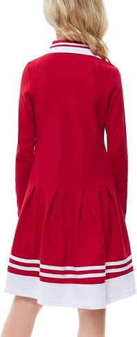 فستان Kukume للفتيات بياقة بيتر بان وأكمام طويلة وتنورات مطوية على شكل حرف A فستان بولو للفتيات الصغيرات من 3 إلى 12 سنة in Kuwait