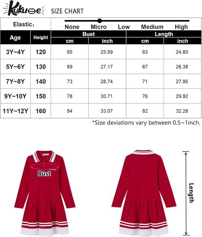 فستان Kukume للفتيات بياقة بيتر بان وأكمام طويلة وتنورات مطوية على شكل حرف A فستان بولو للفتيات الصغيرات من 3 إلى 12 سنة in Kuwait