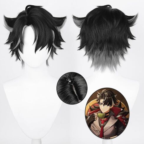 شعر مستعار UTIEHD Anime Cosplay، شعر مستعار Genshin Impact، مع قبعتين شعر مستعار، للهالوين، الحفلات وما إلى ذلك. (Wanderer/Scaramouche Cosplay) in Saudi Arabia