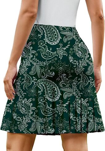 PINSPARK Golf Skirts for Women 20" Knee Length Skorts Pleated Tennis Skirts with Shorts Casual Modest Skirts High Waisted in Saudi Arabia