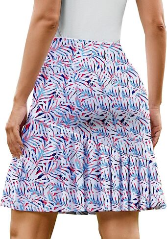 PINSPARK Golf Skirts for Women 20" Knee Length Skorts Pleated Tennis Skirts with Shorts Casual Modest Skirts High Waisted in Saudi Arabia
