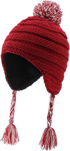Home Prefer Toddler Girls Boys Sherpa Lined Knit Kids Hat with Earflap Winter Hat in Saudi Arabia