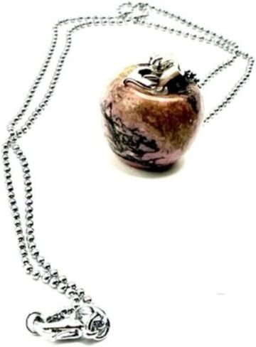 JODORA Artesia Orchard Essence Sterling Silver Red Rhodonite Apple Necklace, Gemstone, rhondite in Kuwait