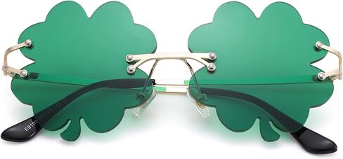 نظارات NULOOQ St. Patrick's Day النظارات الشمسية الأيرلندية شامروك باللون الأخضر بأربعة أوراق البرسيم Leprechaun إكسسوارات أزياء in Saudi Arabia