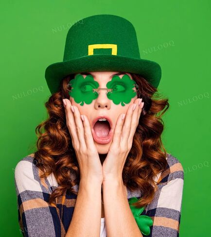 نظارات NULOOQ St. Patrick's Day النظارات الشمسية الأيرلندية شامروك باللون الأخضر بأربعة أوراق البرسيم Leprechaun إكسسوارات أزياء in Saudi Arabia
