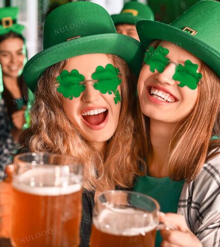 نظارات NULOOQ St. Patrick's Day النظارات الشمسية الأيرلندية شامروك باللون الأخضر بأربعة أوراق البرسيم Leprechaun إكسسوارات أزياء in Saudi Arabia