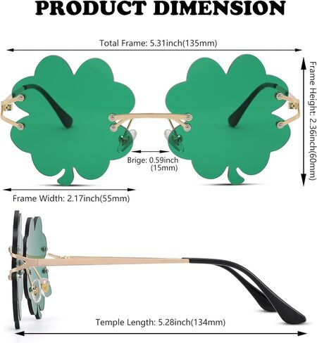 نظارات NULOOQ St. Patrick's Day النظارات الشمسية الأيرلندية شامروك باللون الأخضر بأربعة أوراق البرسيم Leprechaun إكسسوارات أزياء in Saudi Arabia