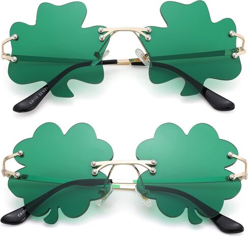 نظارات NULOOQ St. Patrick's Day النظارات الشمسية الأيرلندية شامروك باللون الأخضر بأربعة أوراق البرسيم Leprechaun إكسسوارات أزياء in Saudi Arabia