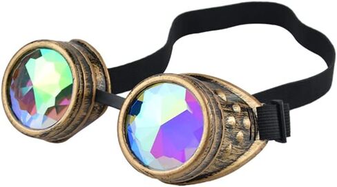 هوفيكو 4 قطع من عدسات كريستال قوس قزح من كاليدوسكوب ريف نظارات ستيمبنك لحام سايبر بانك قوطي كوسبلاي نظارات شمسية in Kuwait