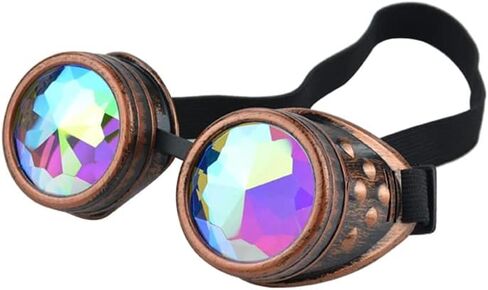 هوفيكو 4 قطع من عدسات كريستال قوس قزح من كاليدوسكوب ريف نظارات ستيمبنك لحام سايبر بانك قوطي كوسبلاي نظارات شمسية in Kuwait