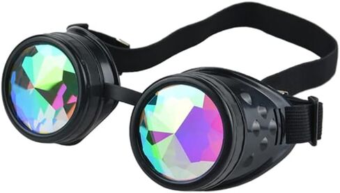 هوفيكو 4 قطع من عدسات كريستال قوس قزح من كاليدوسكوب ريف نظارات ستيمبنك لحام سايبر بانك قوطي كوسبلاي نظارات شمسية in Kuwait