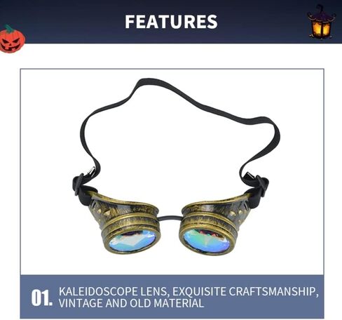 هوفيكو 4 قطع من عدسات كريستال قوس قزح من كاليدوسكوب ريف نظارات ستيمبنك لحام سايبر بانك قوطي كوسبلاي نظارات شمسية in Kuwait