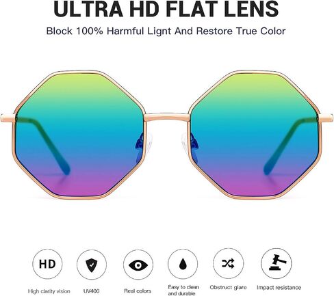 PINGLAS Hipster Polygon Oversized Sunglasses For Women Delicate Metal Frame Candy Color UV400 Lens in Saudi Arabia