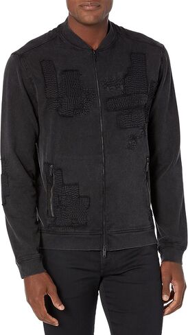 John Varvatos Men's Farron Ls Bomber Jacket with Patch Embroidery in Kuwait