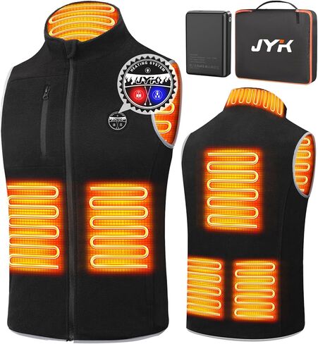 سترة JYK للرجال من الصوف القطبي مع بطارية 10000 مللي أمبير 7.4V2A، 6 مناطق تسخين in Kuwait