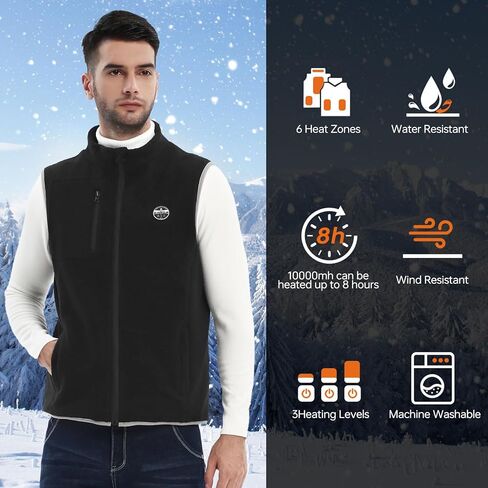 سترة JYK للرجال من الصوف القطبي مع بطارية 10000 مللي أمبير 7.4V2A، 6 مناطق تسخين in Kuwait