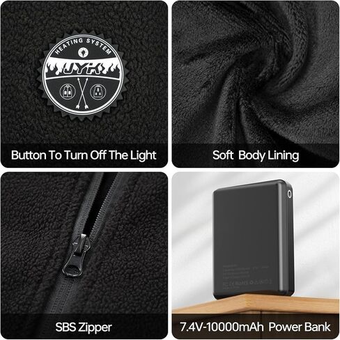 سترة JYK للرجال من الصوف القطبي مع بطارية 10000 مللي أمبير 7.4V2A، 6 مناطق تسخين in Kuwait