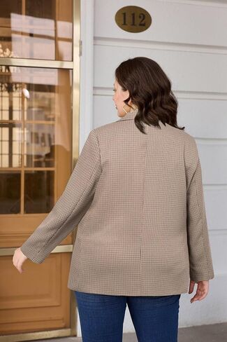 Hanna Nikole Women's Plus Size Blazer Jacket Long Sleeve Open Front Button Down Work Office Blazer with Pockets in Saudi Arabia