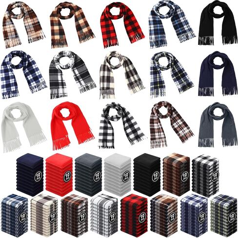 Cozypower 150 Pcs Winter Fleece Scarves Bulk Warm Scarf for Women Men, Soft Plaid Neck Scarf Donation for Homeless, Unisex in Saudi Arabia