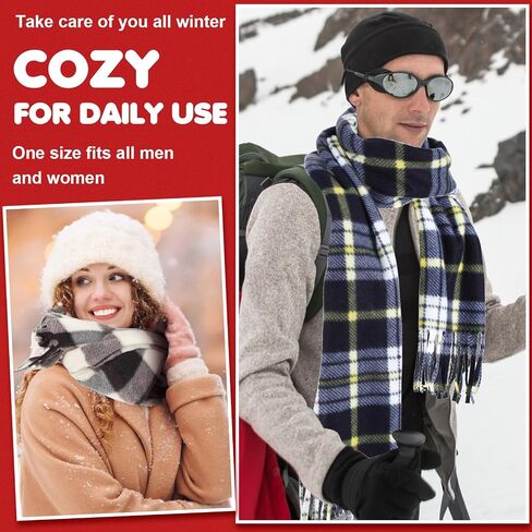 Cozypower 150 Pcs Winter Fleece Scarves Bulk Warm Scarf for Women Men, Soft Plaid Neck Scarf Donation for Homeless, Unisex in Saudi Arabia