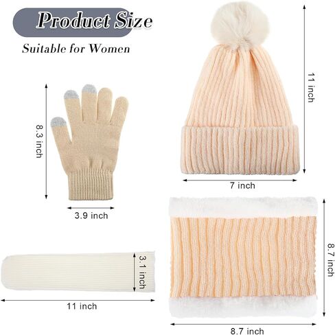 Wesiti 32 Pcs Winter Hat Scarf Gloves Sets Women Warm Satin Lined Knit Ladies Cap Neck Scarf Touch Screen Gloves with Socks for Women Girls in Saudi Arabia