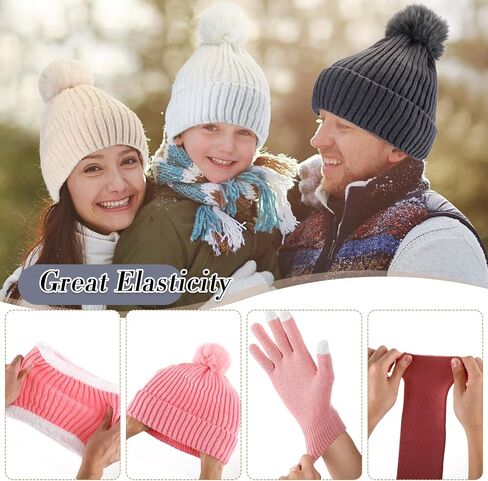 Wesiti 32 Pcs Winter Hat Scarf Gloves Sets Women Warm Satin Lined Knit Ladies Cap Neck Scarf Touch Screen Gloves with Socks for Women Girls in Saudi Arabia