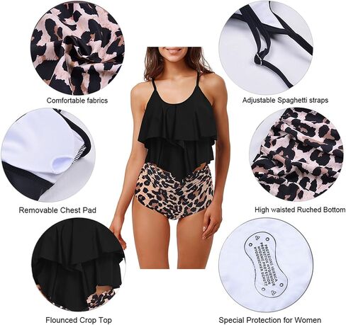 إمرأة Tankini المايوه تكدرت تانك الأعلى البطن تحكم الأزهار متواضعة ملابس السباحة عالية الخصر بيكيني قطعتين لباس سباحة in Kuwait