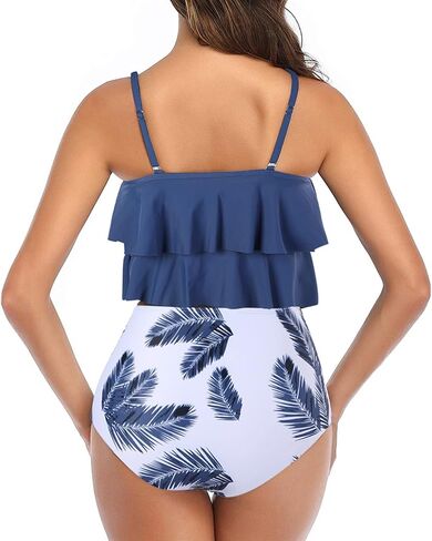 Adisputent Womens High Waisted Bathing Suits Flounce Halter Bikini Bottoms Tummy Control Modest Swimwear Two Piece Swimsuits in Kuwait