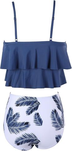 Adisputent Womens High Waisted Bathing Suits Flounce Halter Bikini Bottoms Tummy Control Modest Swimwear Two Piece Swimsuits in Kuwait