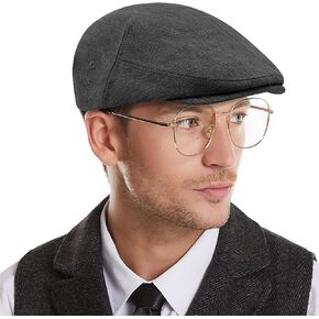 CLAPE Cotton Newsboy Hat Vintage Duckbill Hat Flat Cap Gatsby Ivy Irish Hat Beret Cabbie Driving Hat for Men
