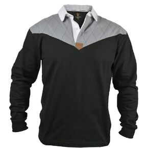 Guinness Heritage Charcoal and Black Rugby Jersey Long Sleeve Rugby Shirts for Men | Mens Ireland Polo Jerseys in Kuwait