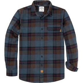 Dubinik®Mens Flannel Shirts Long Sleeve Flannel Shirt for Men Warm Casual Soft Cotton Button Down Plaid Mens Flannel Shirt